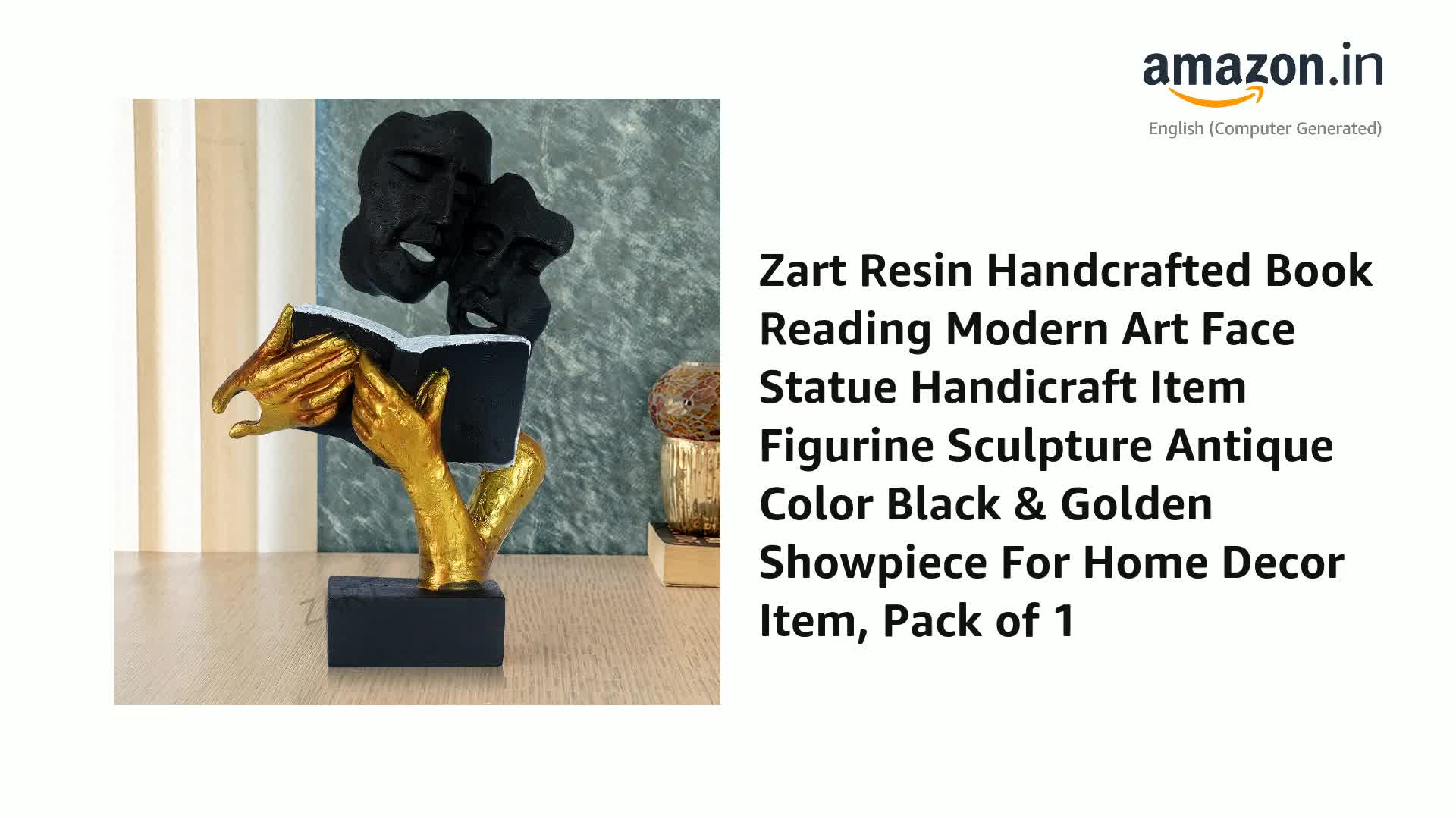 Buy zart Polyresin Handicrafted Book Reading Modern Art Face